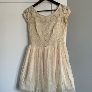 My Michelle Cream Lace Cap Sleeve Dress
